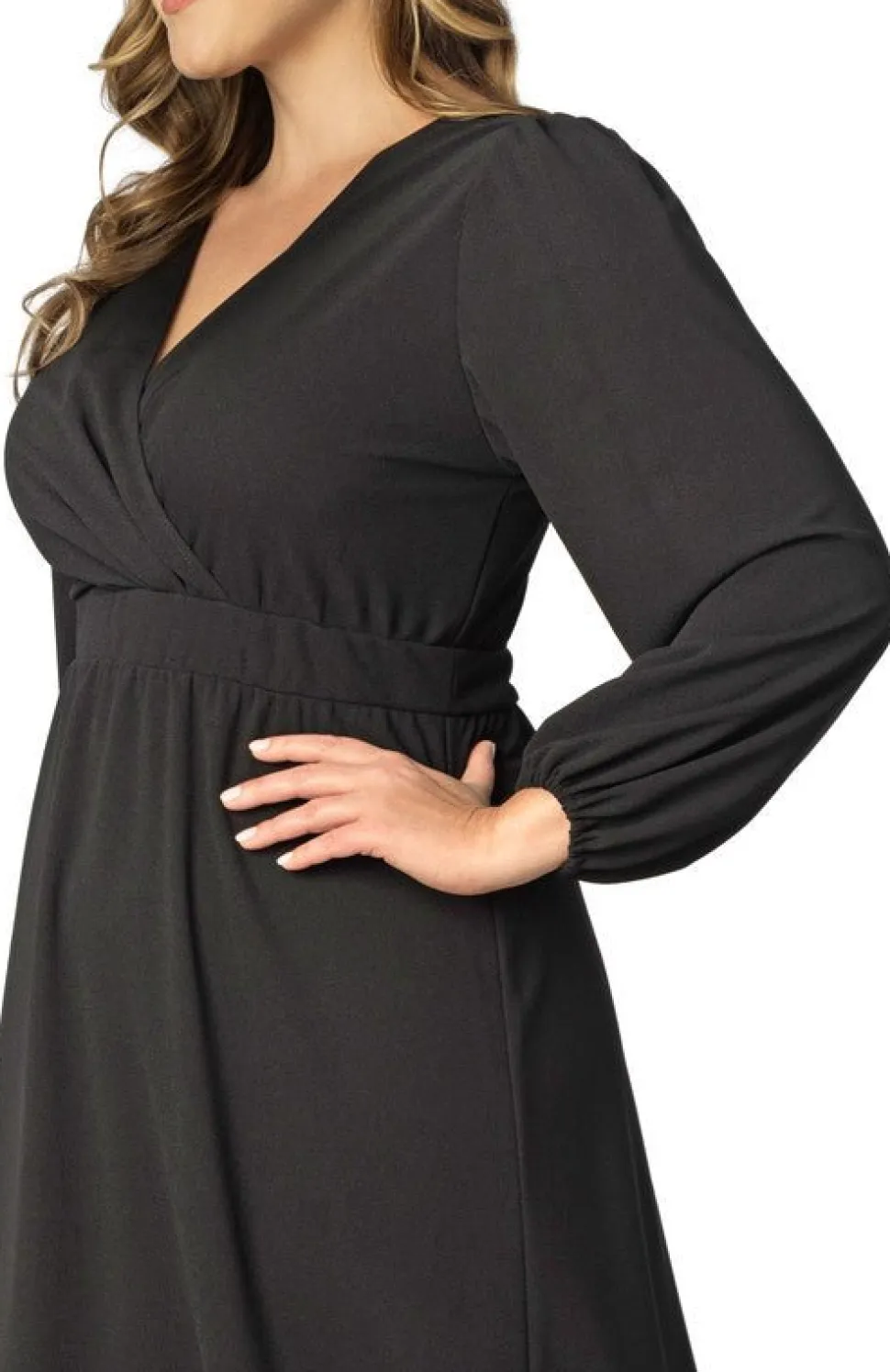 Portia Solid Long Sleeve Cocktail Dress - Plus