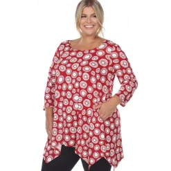 Printed Geometric Circle Tunic Top - Plus