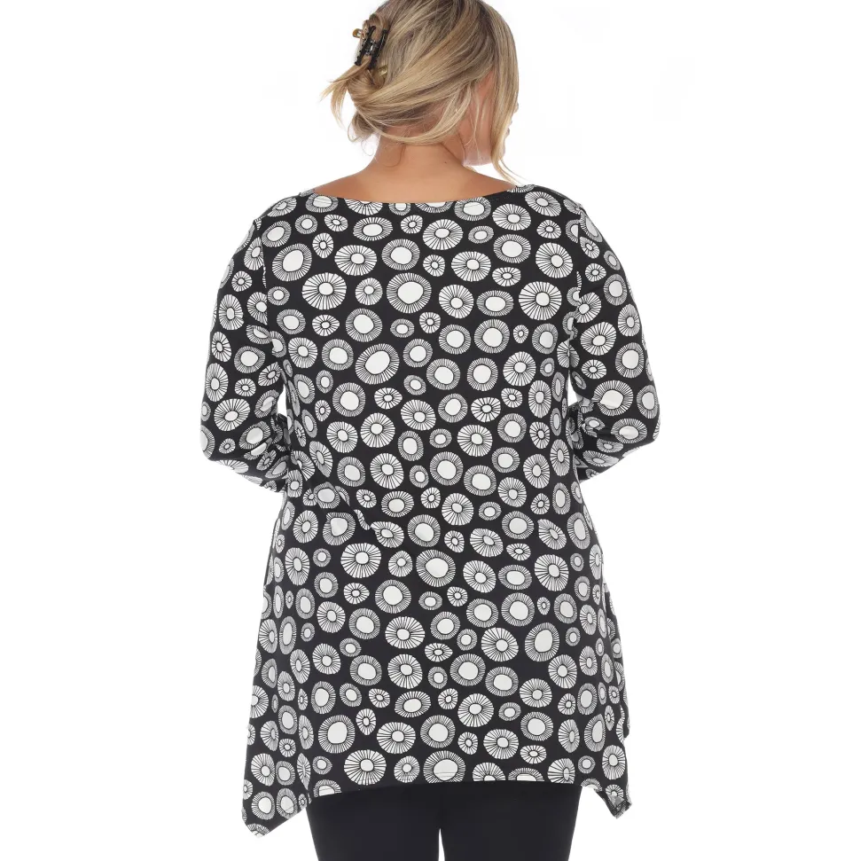 Printed Geometric Circle Tunic Top - Plus