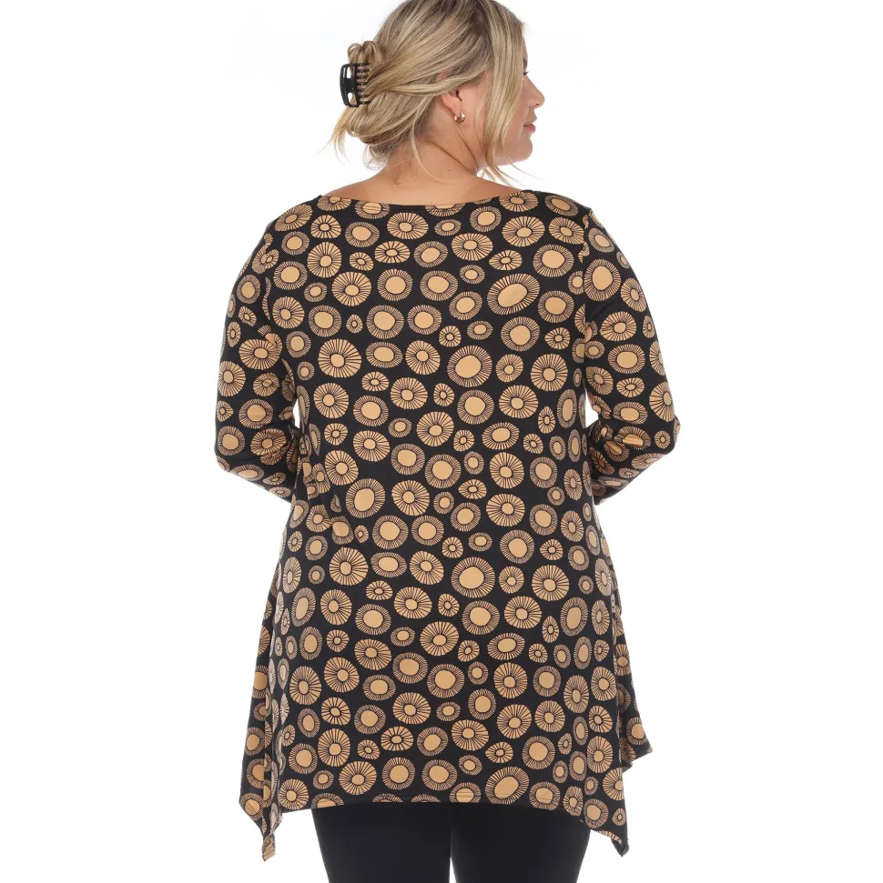 Printed Geometric Circle Tunic Top - Plus