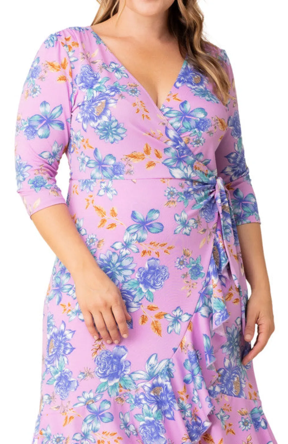 Purple Flirty Flounce Wrap Dress - Plus