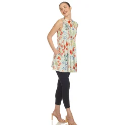 Sage Floral Sleeveless Tunic Top