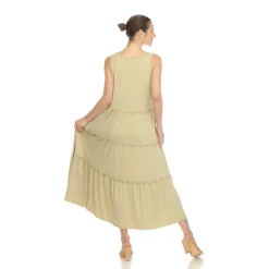 Scoop Neck Tiered Midi Dress