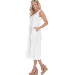 Scoop Neck Tiered Midi Dress