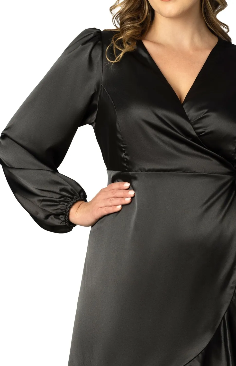 Serena Satin Wrap Dress - Plus