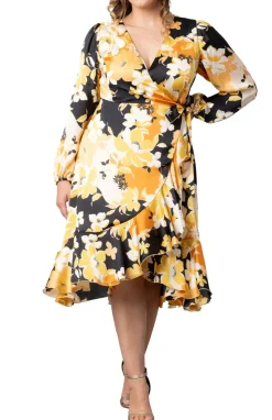 Serena Satin Wrap Dress - Plus
