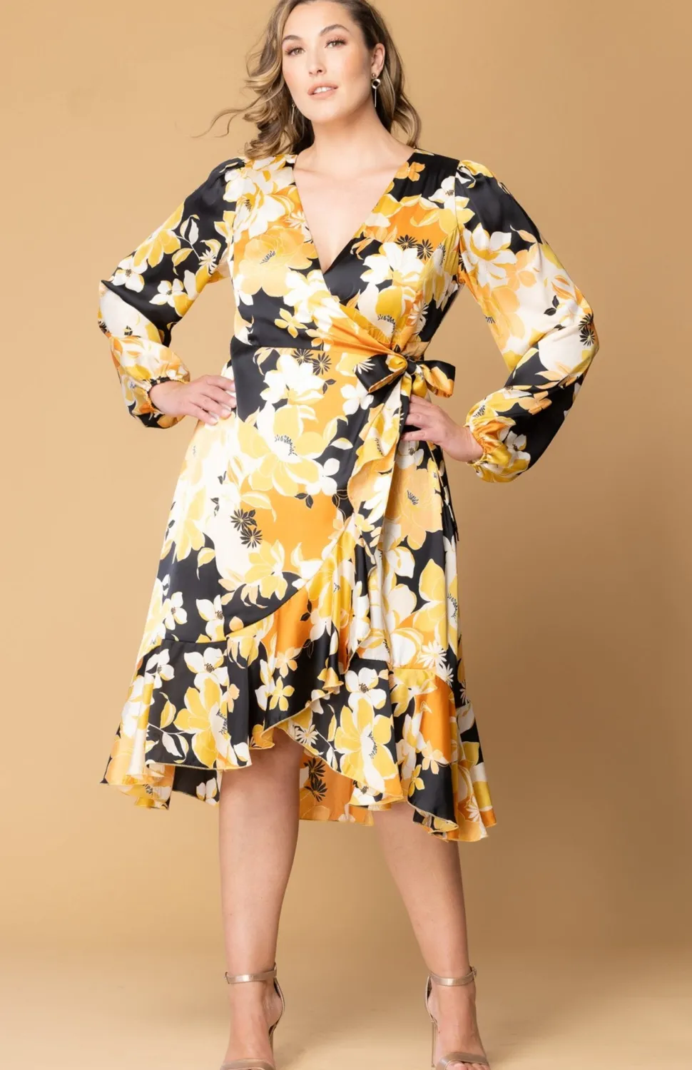 Serena Satin Wrap Dress - Plus