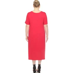 Short Sleeve Pocket Swing Midi Dress - Plus