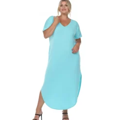 Short Sleeve V-neck Maxi Dress - Plus