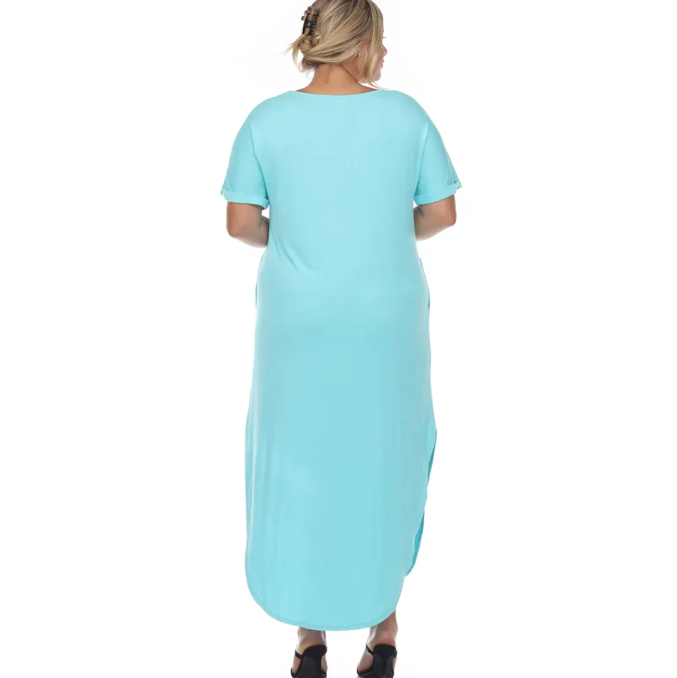 Short Sleeve V-neck Maxi Dress - Plus