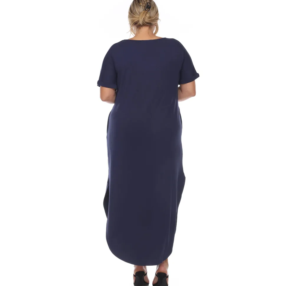 Short Sleeve V-neck Maxi Dress - Plus