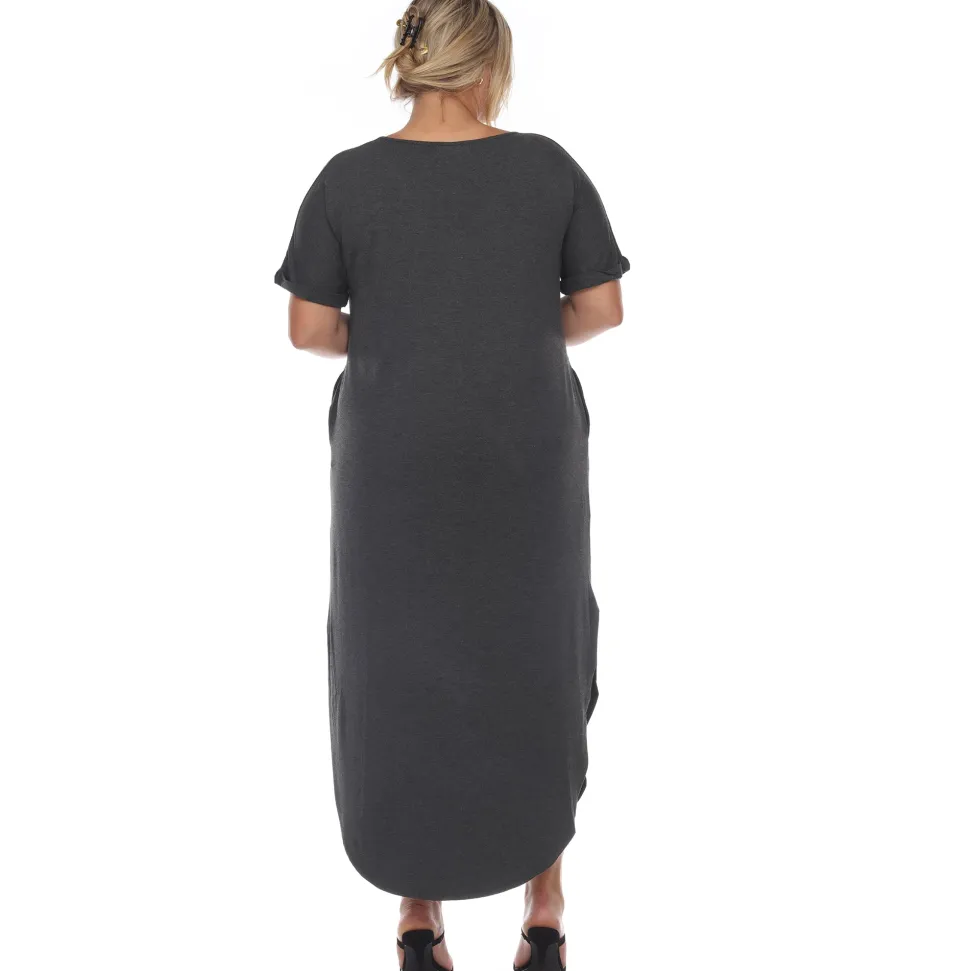 Short Sleeve V-neck Maxi Dress - Plus