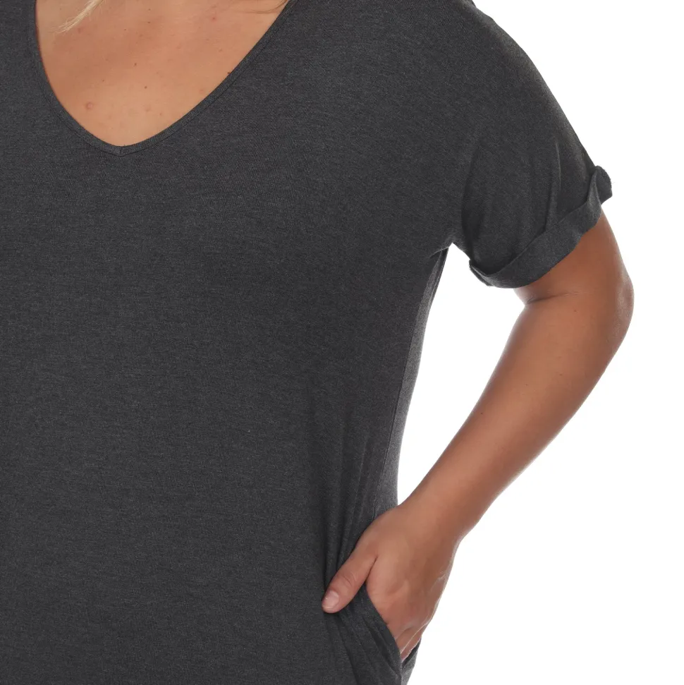 Short Sleeve V-neck Maxi Dress - Plus