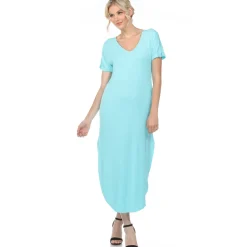Short Sleeve V-neck Maxi Dress