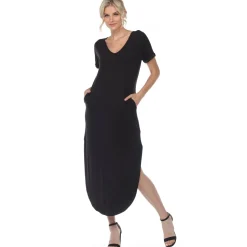 Short Sleeve V-neck Maxi Dress