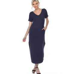 Short Sleeve V-neck Maxi Dress