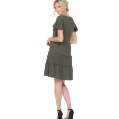 Short Sleeve V-neck Tiered Dress