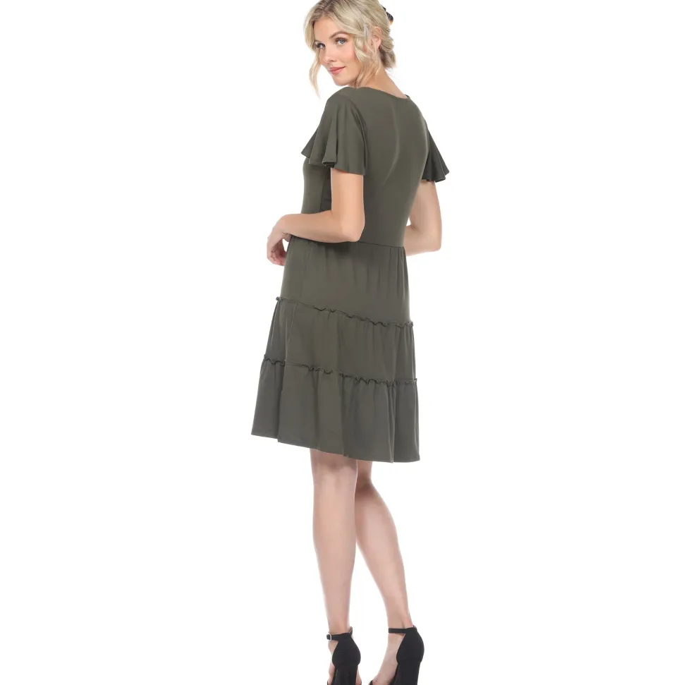 Short Sleeve V-neck Tiered Dress
