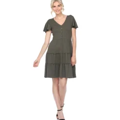 Short Sleeve V-neck Tiered Dress