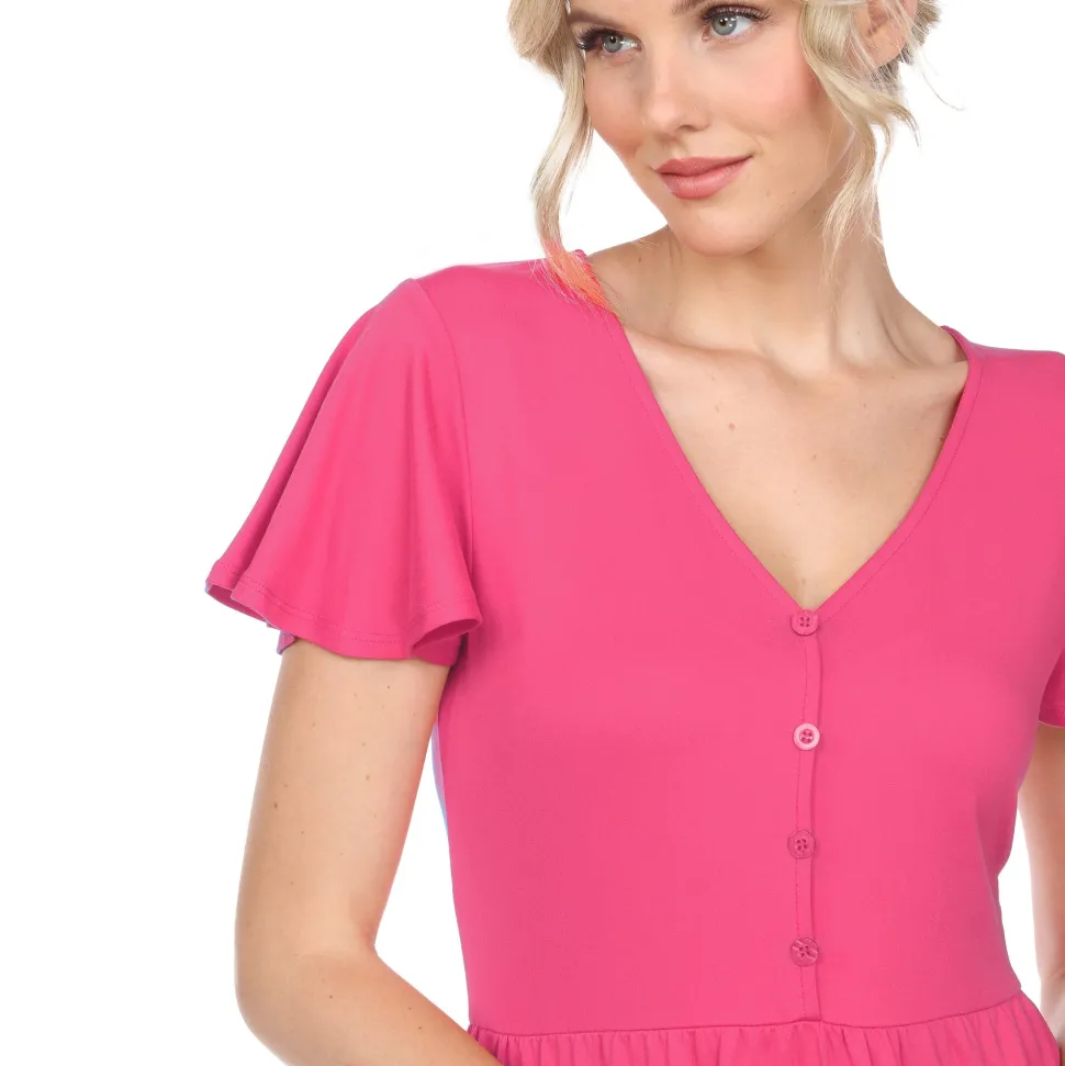Short Sleeve V-neck Tiered Dress