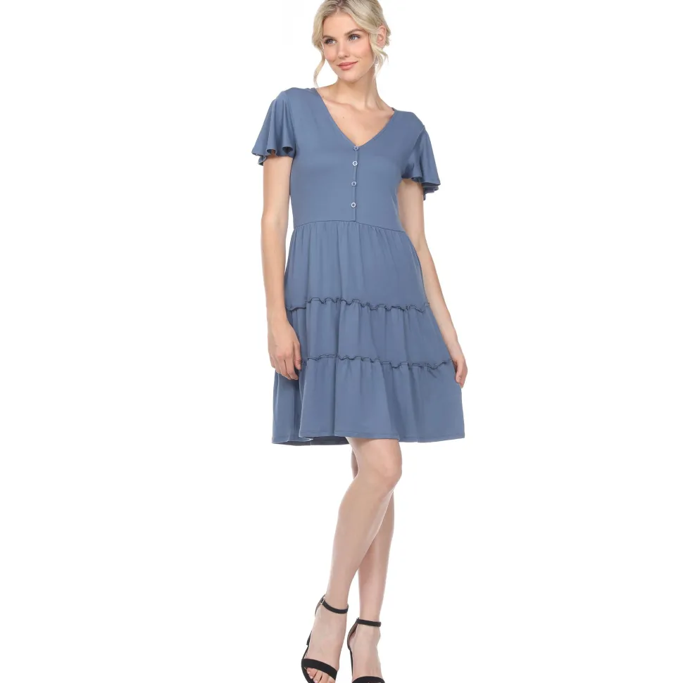 Short Sleeve V-neck Tiered Dress