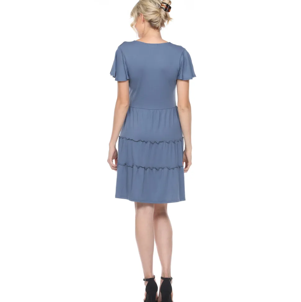 Short Sleeve V-neck Tiered Dress