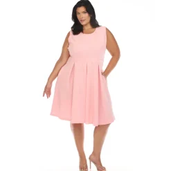 Solid Fit and Flare Dress - Plus
