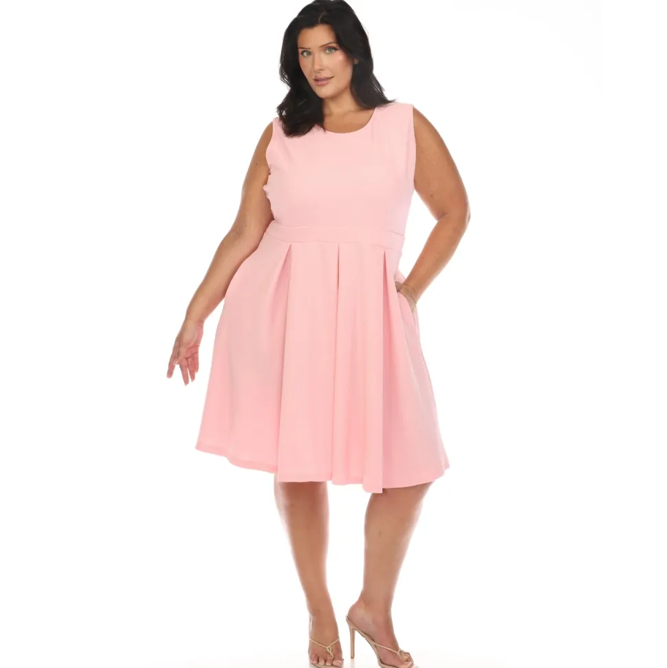 Solid Fit and Flare Dress - Plus