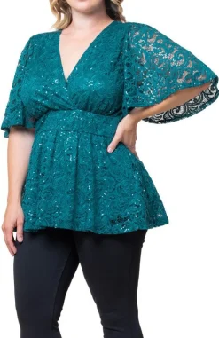 Stardust Sequin Lace Top - Plus