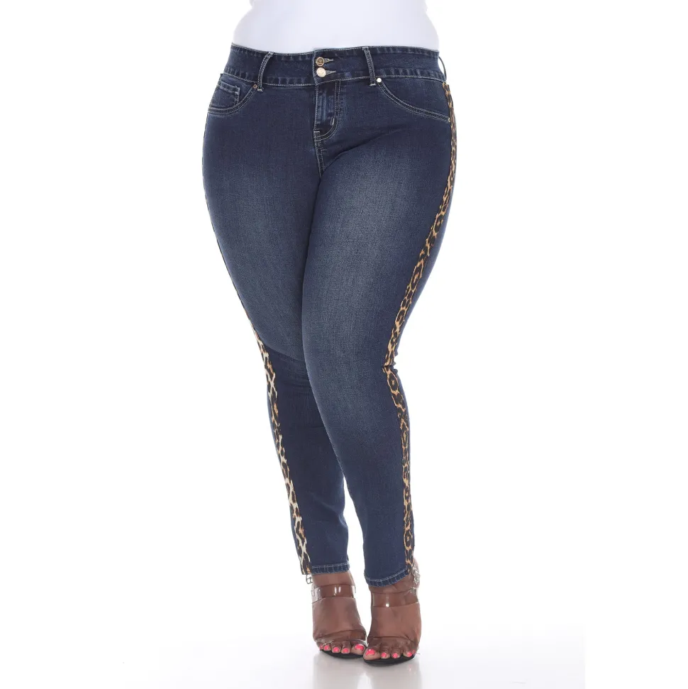 Super Stretch Denim with Cheetah Pannel - Plus