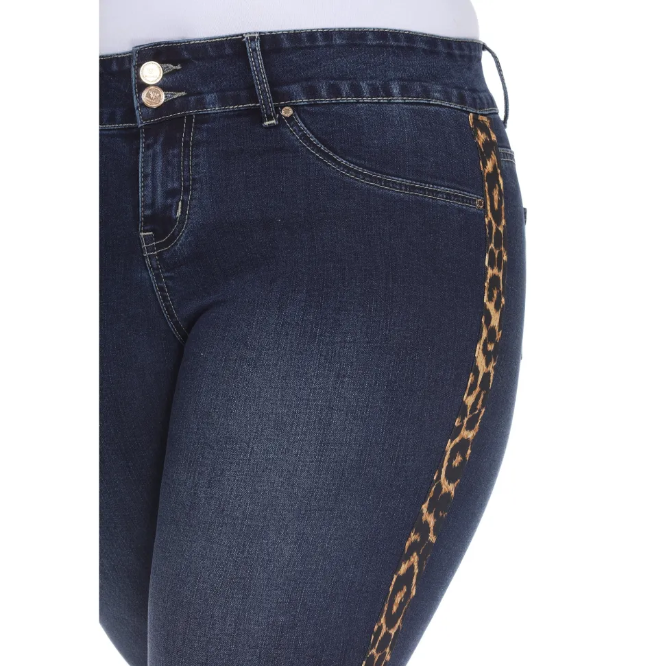 Super Stretch Denim with Cheetah Pannel - Plus