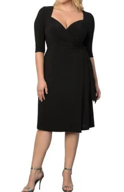 Sweetheart Knit Wrap Dress - Plus