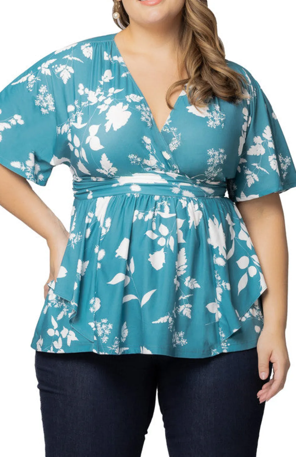 Turquoise Encore Print Top - Plus