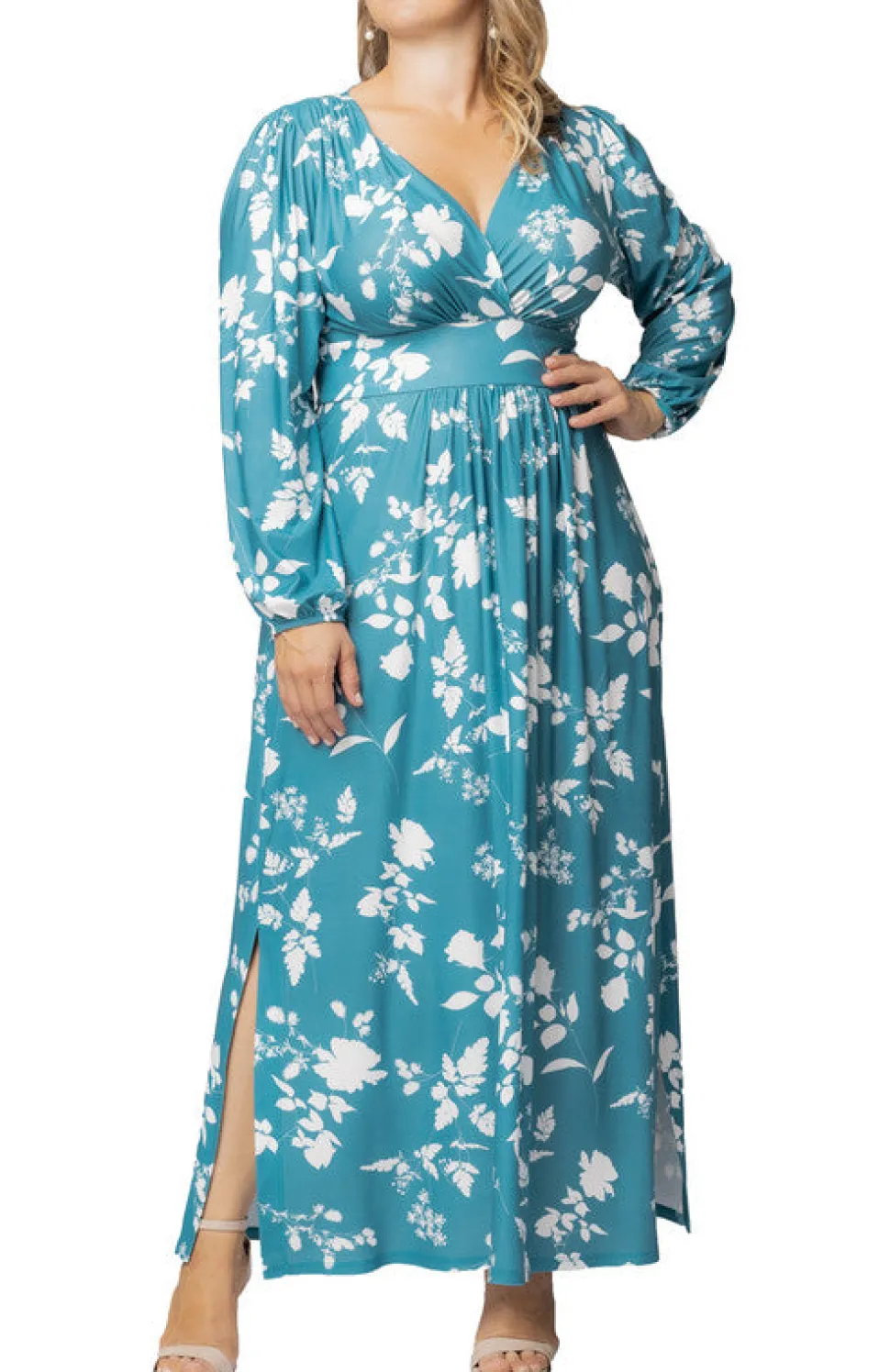 Turquoise Kelsey Long Sleeve Maxi Dress - Plus