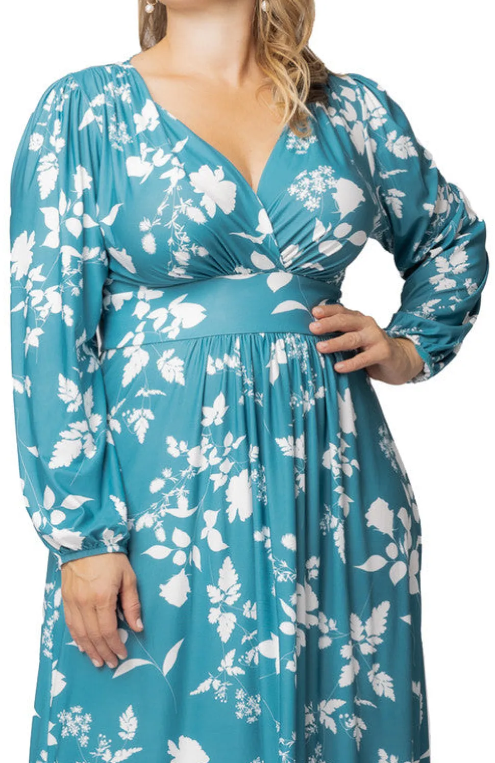 Turquoise Kelsey Long Sleeve Maxi Dress - Plus