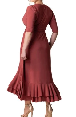 Veronica Ruffled Evening Gown, Rosy - Plus