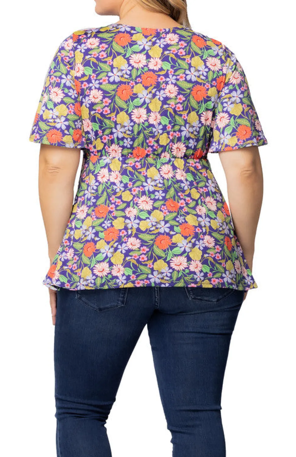 Vibrant Garden Print Abby Twist Front Top - Plus