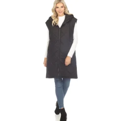 Women's Diamond Quilted Hooded Puffer Vest