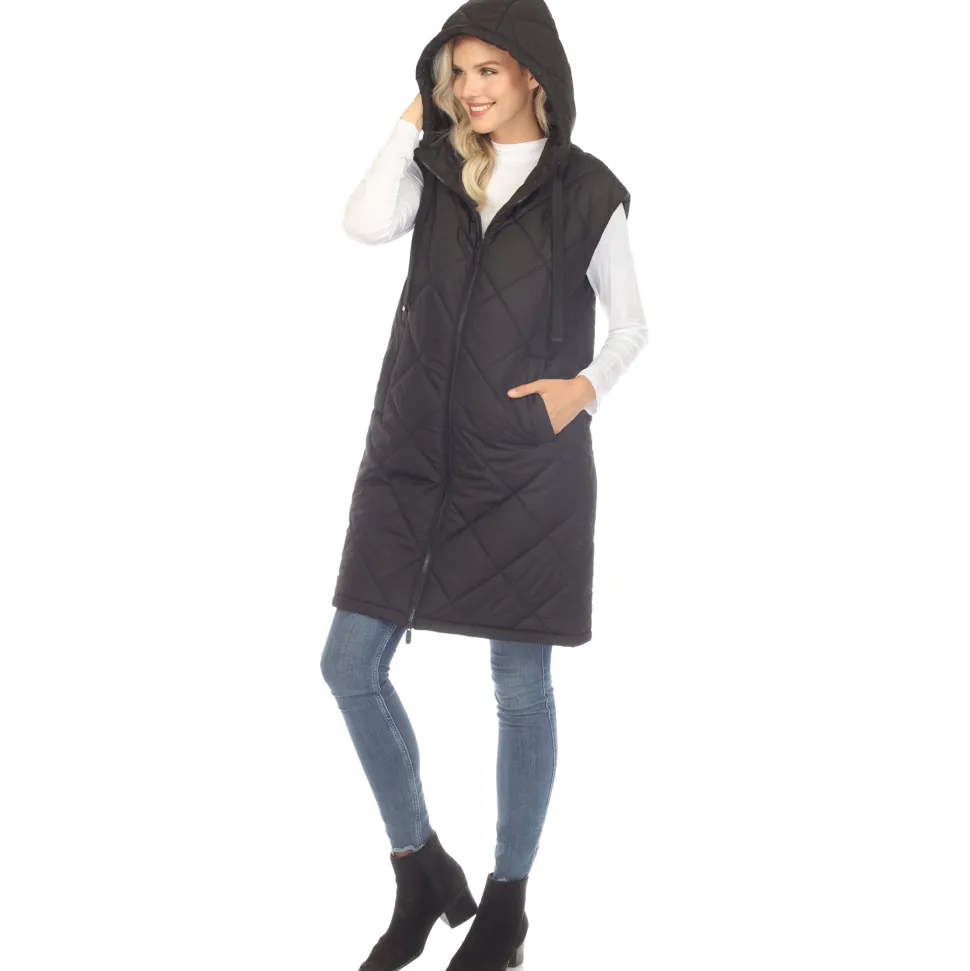 Women's Diamond Quilted Hooded Puffer Vest
