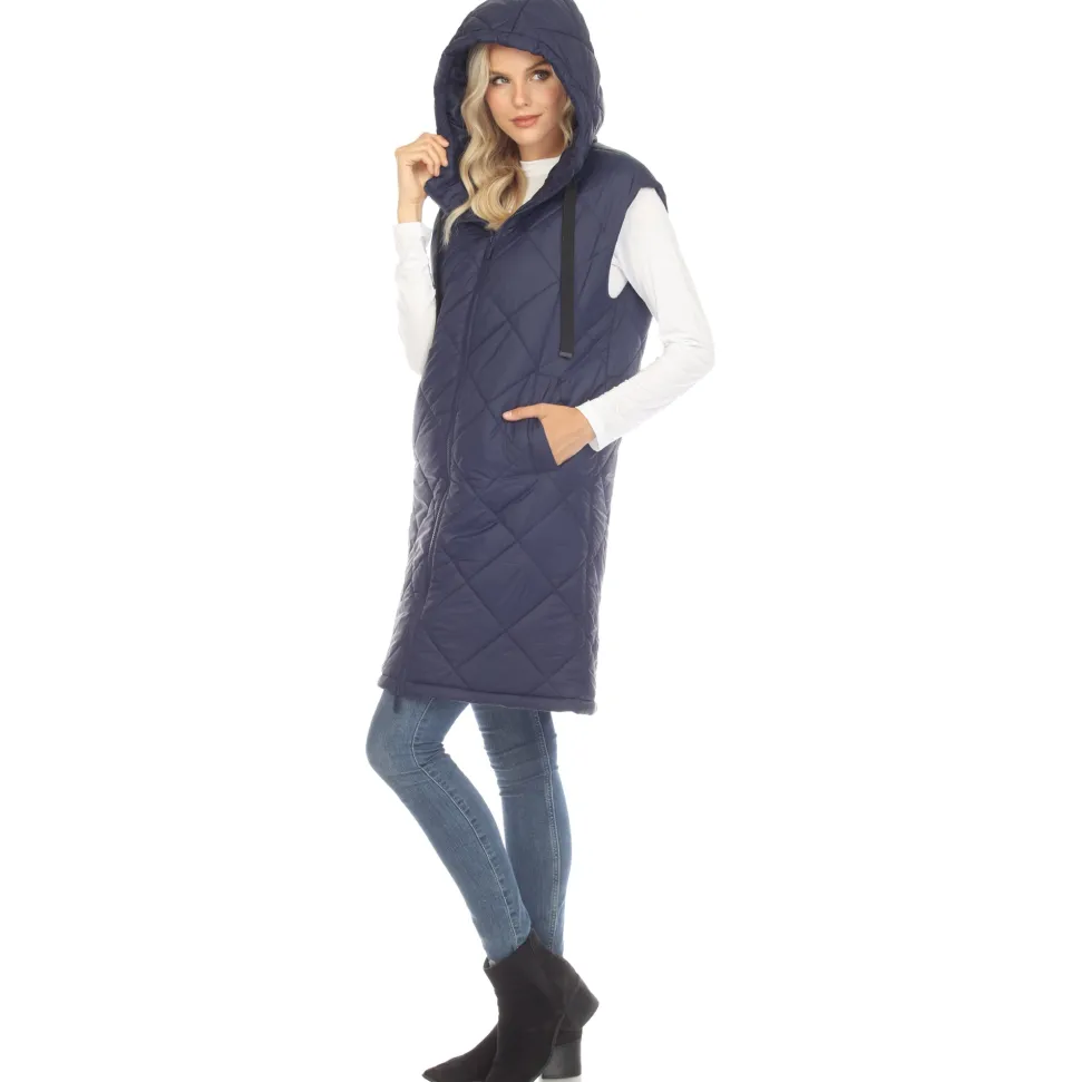 Women's Diamond Quilted Hooded Puffer Vest