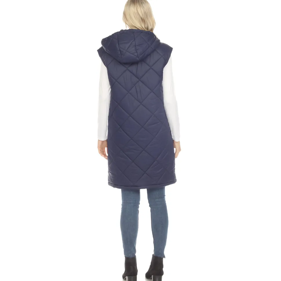 Women's Diamond Quilted Hooded Puffer Vest