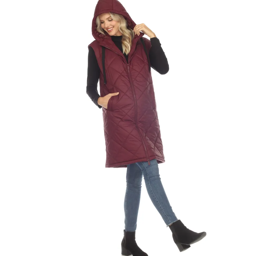 Women's Diamond Quilted Hooded Puffer Vest