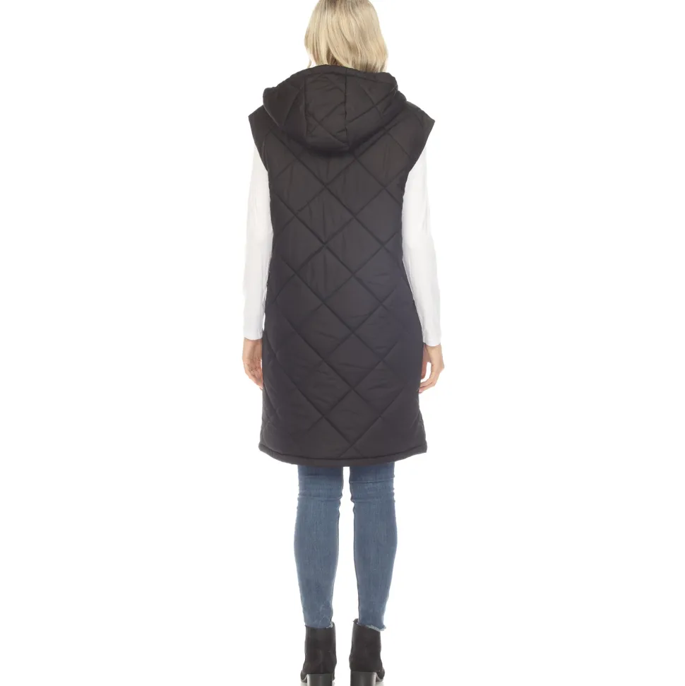 Women's Diamond Quilted Hooded Puffer Vest