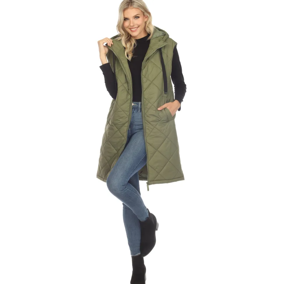 Women's Diamond Quilted Hooded Puffer Vest