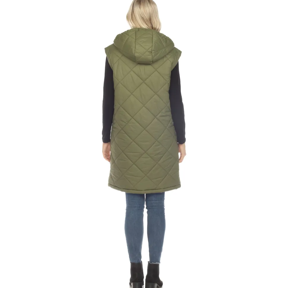 Women's Diamond Quilted Hooded Puffer Vest