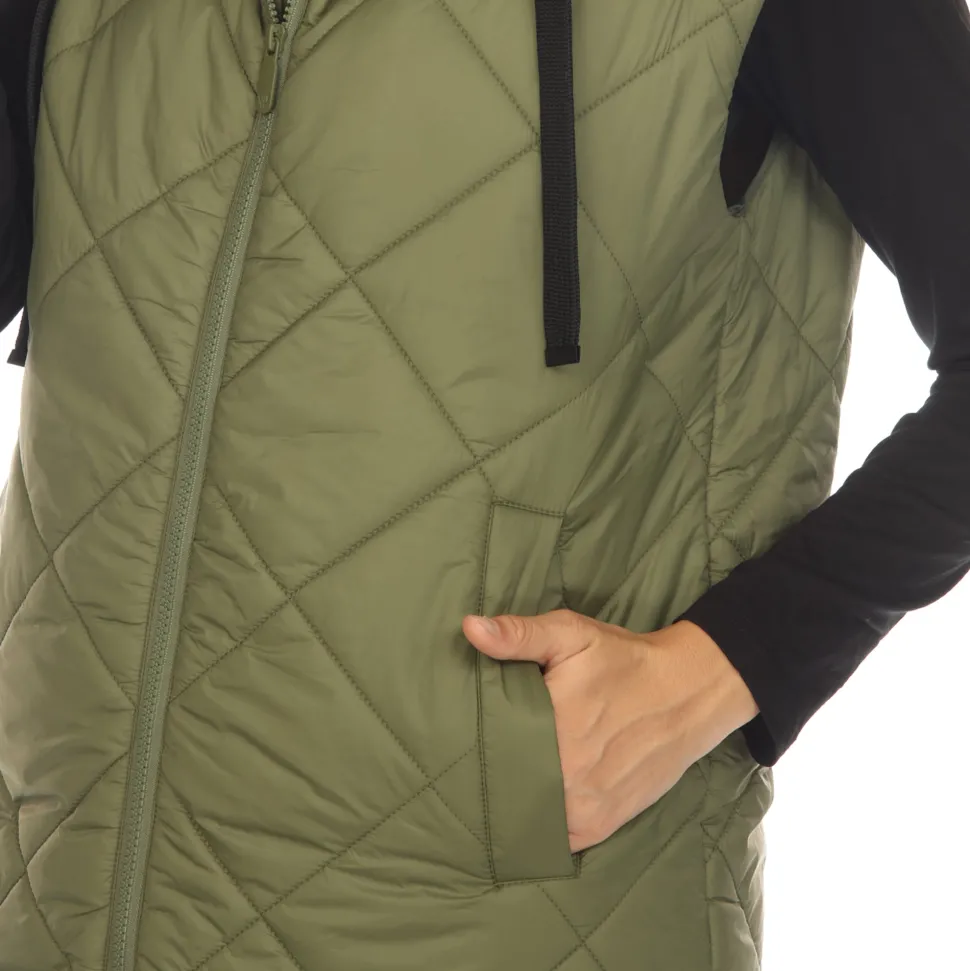 Women's Diamond Quilted Hooded Puffer Vest