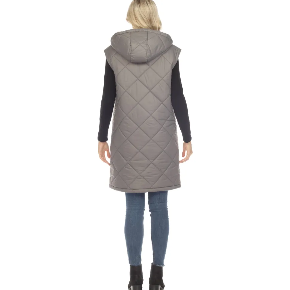 Women's Diamond Quilted Hooded Puffer Vest