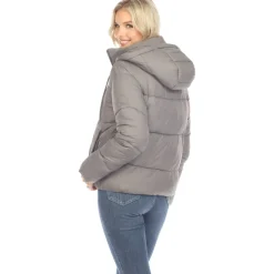 Women's Full Front Zip Hooded Bomber Puffer Jacket