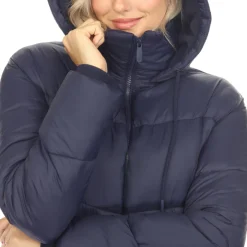 Women's Full Front Zip Hooded Bomber Puffer Jacket