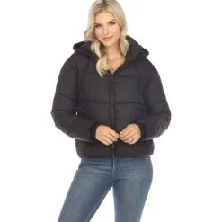 Women's Full Front Zip Hooded Bomber Puffer Jacket